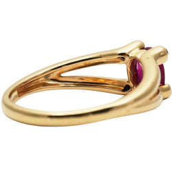 Yellow Gold Solitaire Ring with Rubies and Diamonds