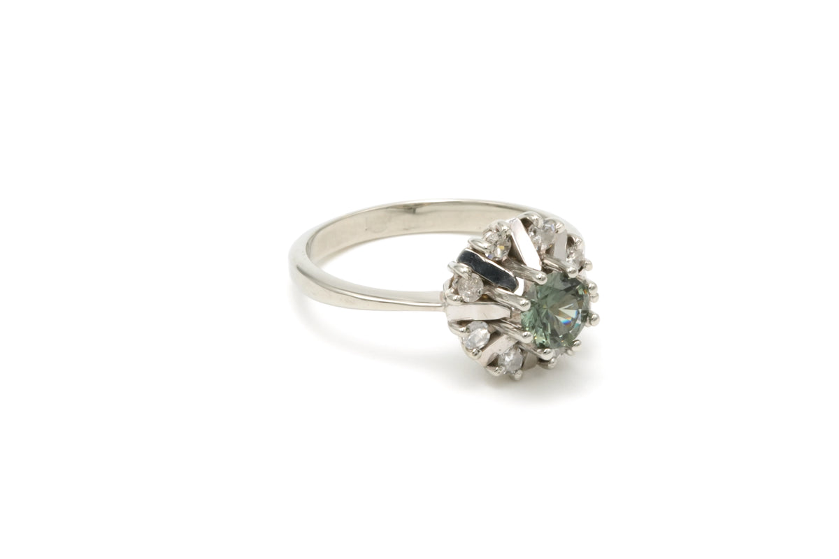 Marguerite Ring in White Gold, Tourmaline, and Diamonds