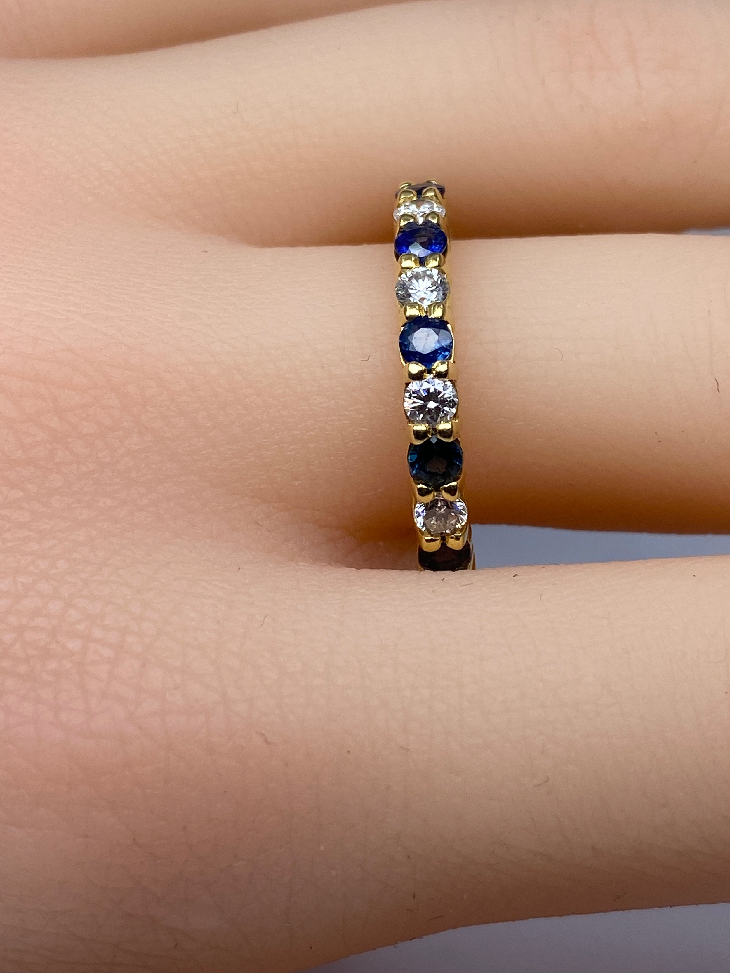 Yellow Gold Wedding Band with Sapphires and Diamonds