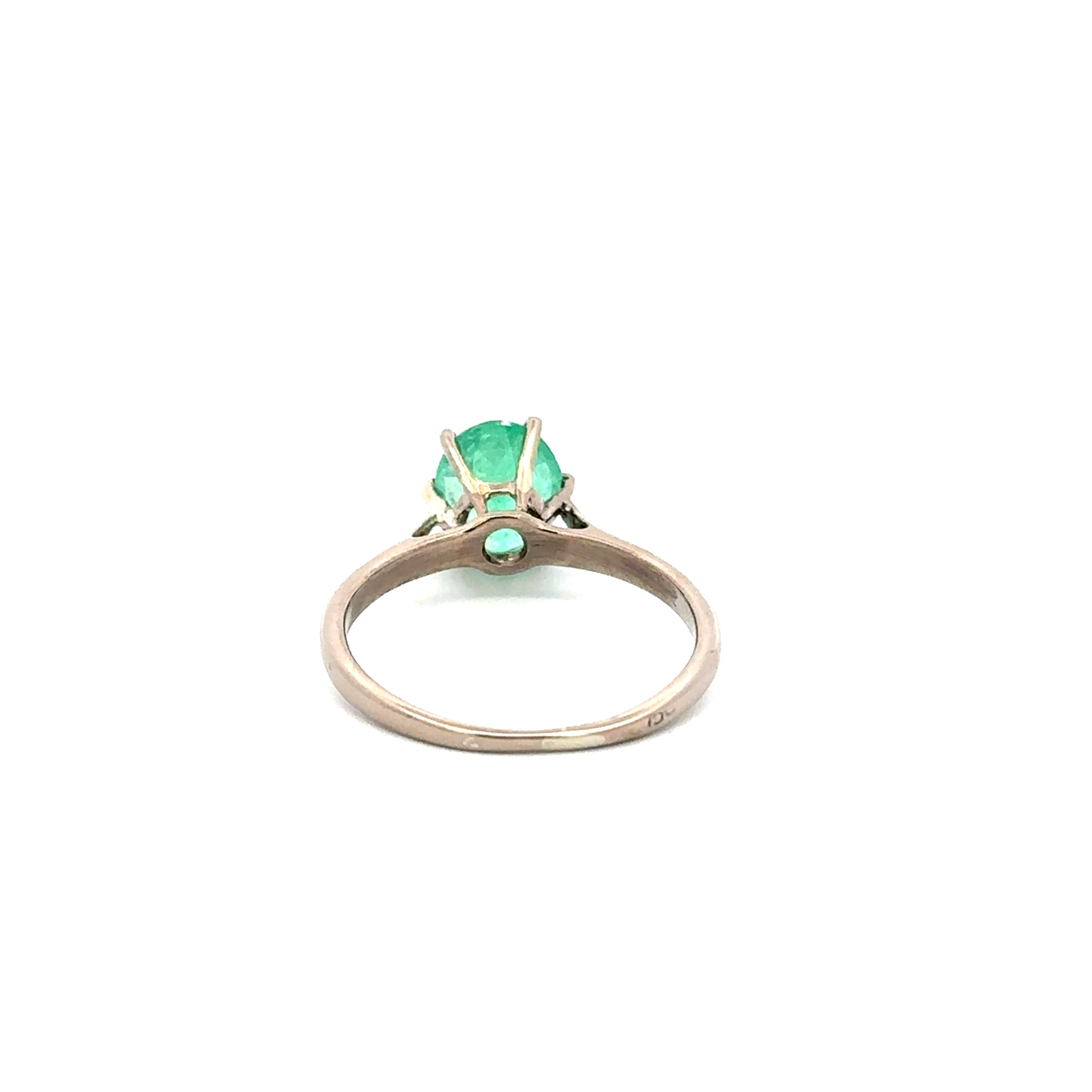 White Gold Solitaire Ring with Emerald