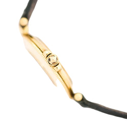 JAEGER-LECOULTRE watch in yellow gold, Mother-of-pearl, leather, emeralds, and diamonds