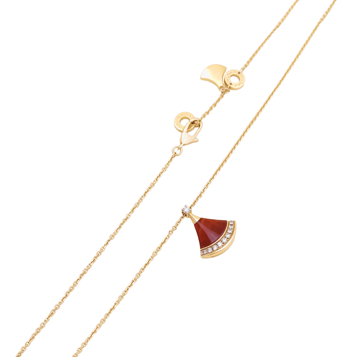 BULGARI "Divas' Dream" Pendant Necklace in rose gold, carnelian, and diamonds