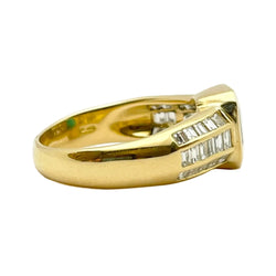 Yellow Gold Solitaire Ring with Emerald and Diamonds