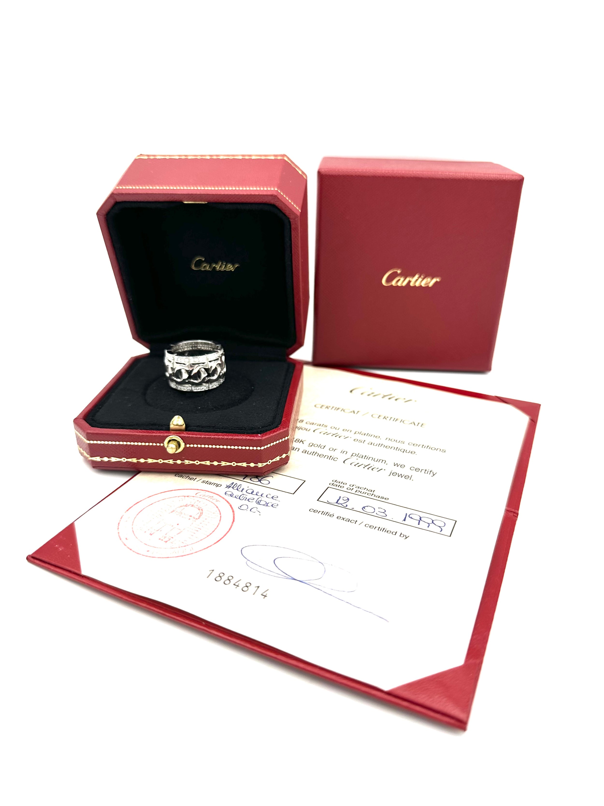 CARTIER "Entrelacés" Ring in white gold and diamonds