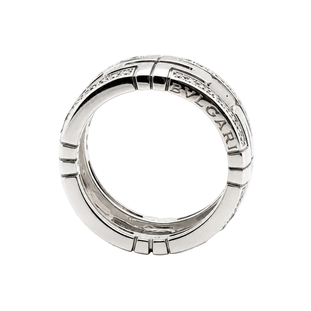 BULGARI "Parentesi" Pave Ring in White Gold and Diamonds