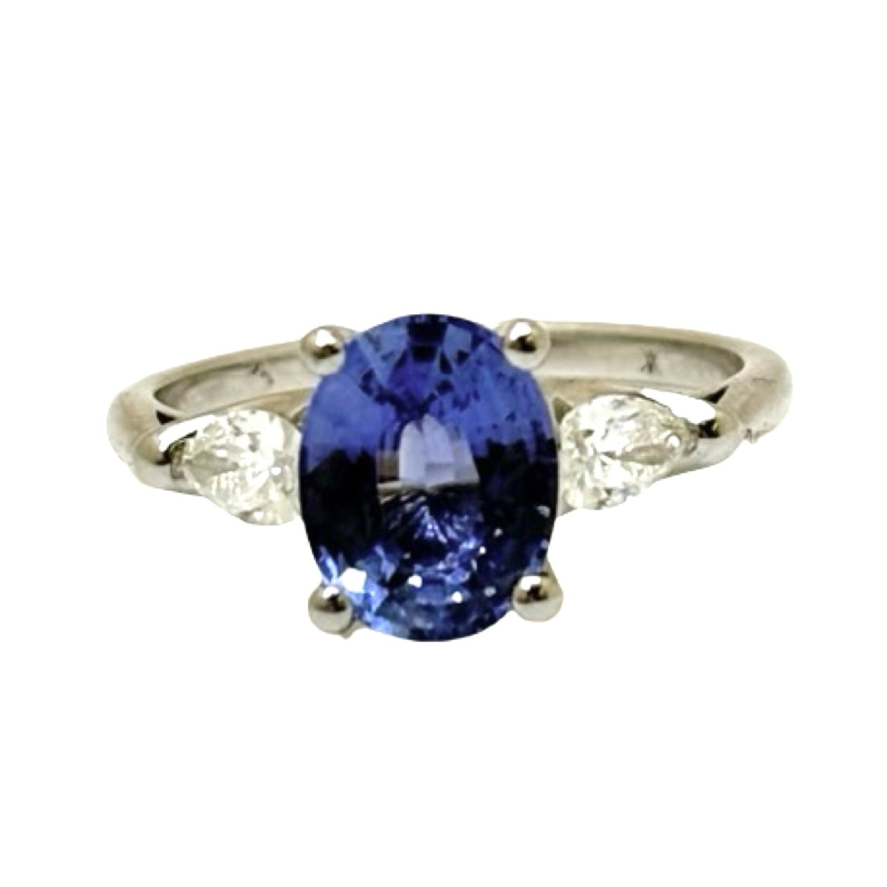 Trilogy Ring in White Gold, Sapphire, and Diamonds