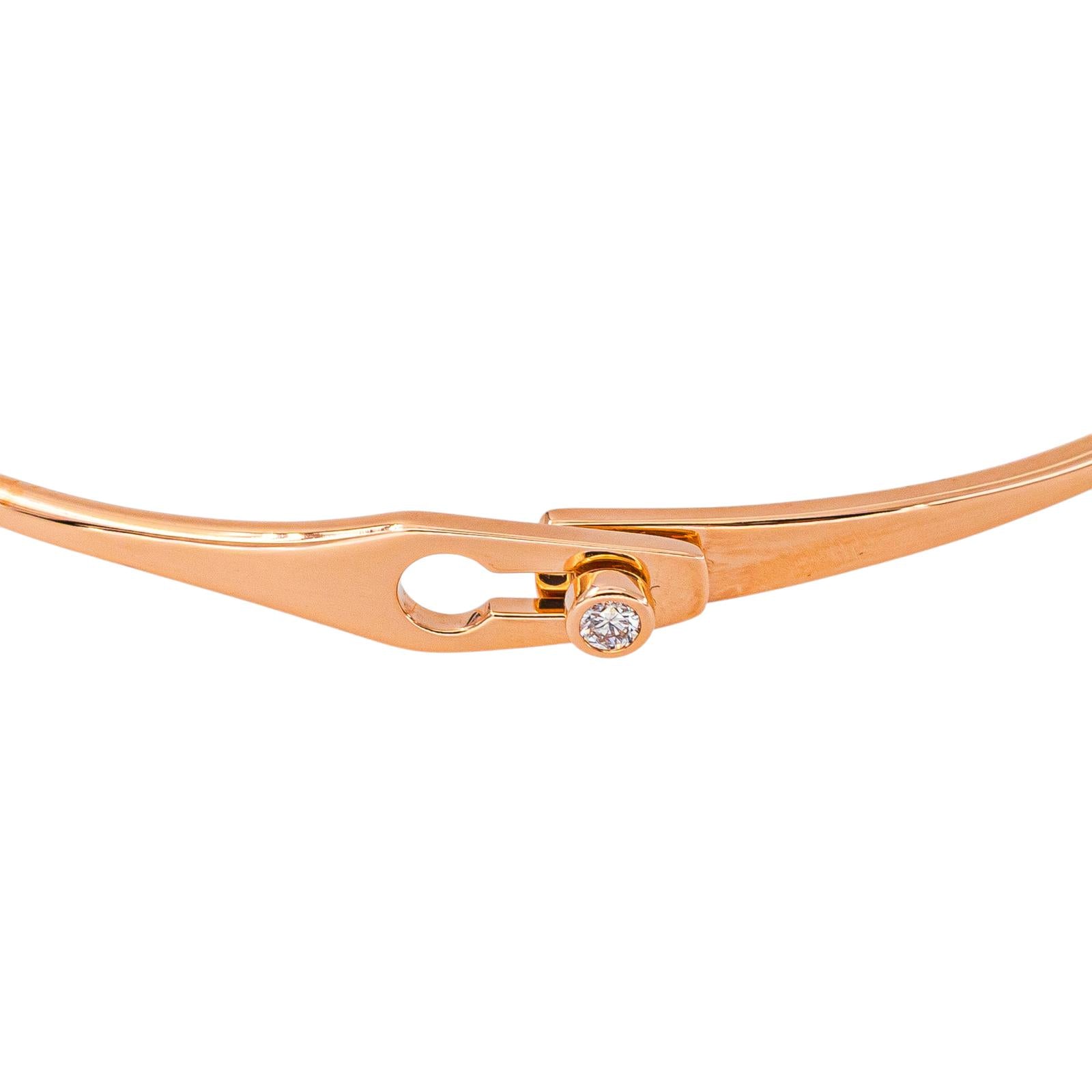 Dinh Van Bangle Bracelet with Clasp, Rose gold with Diamonds