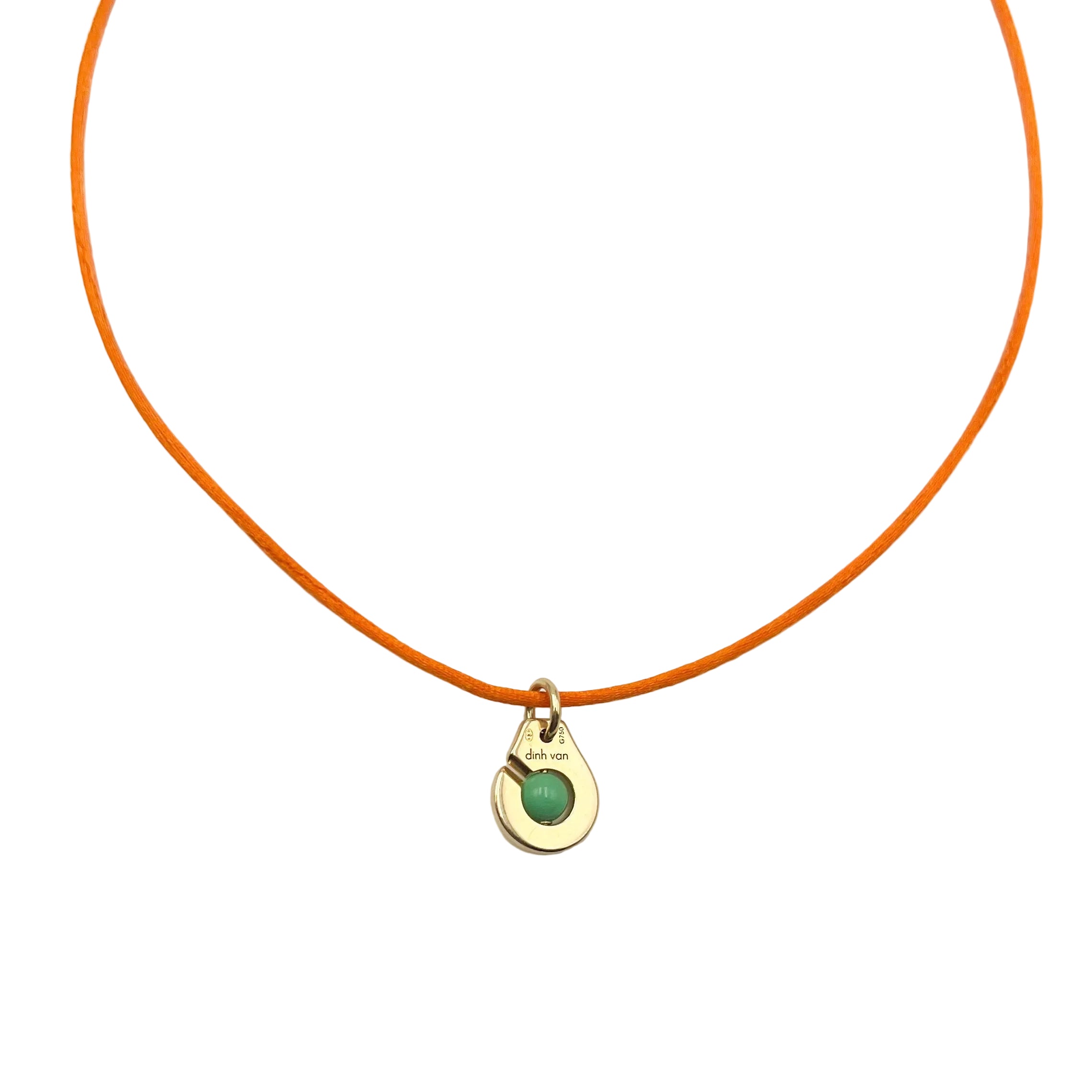 DINH VAN "R10 Handcuffs" Pendant Necklace in yellow gold and chrysoprase