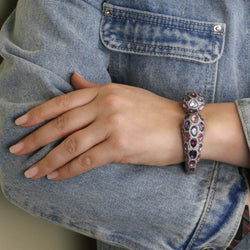 ANDRÉ MARCHA bangle bracelet in yellow gold, silver, sapphires, and diamonds