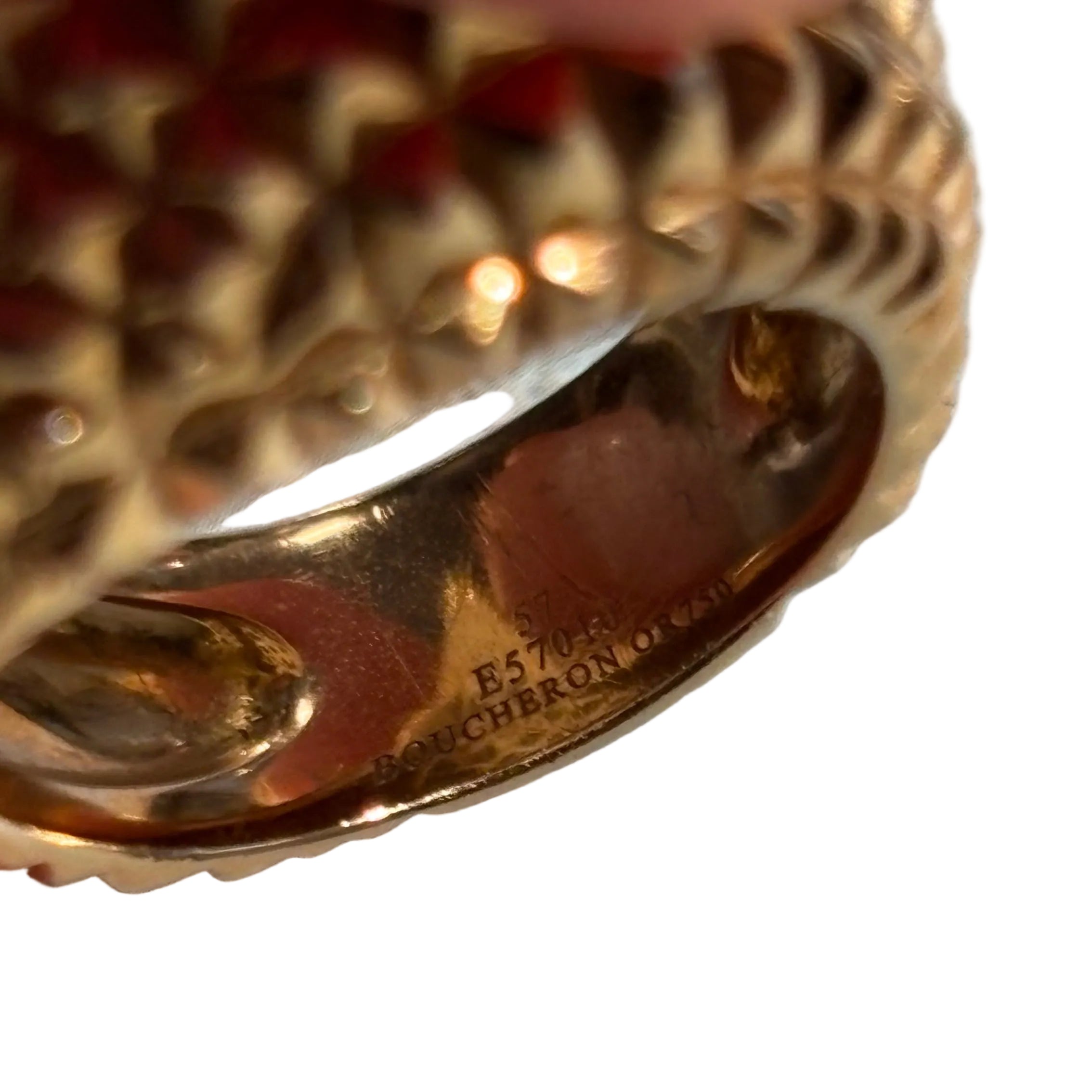 BOUCHERON "Animals Collection" Cocktail Ring in yellow gold, rubies, and diamonds