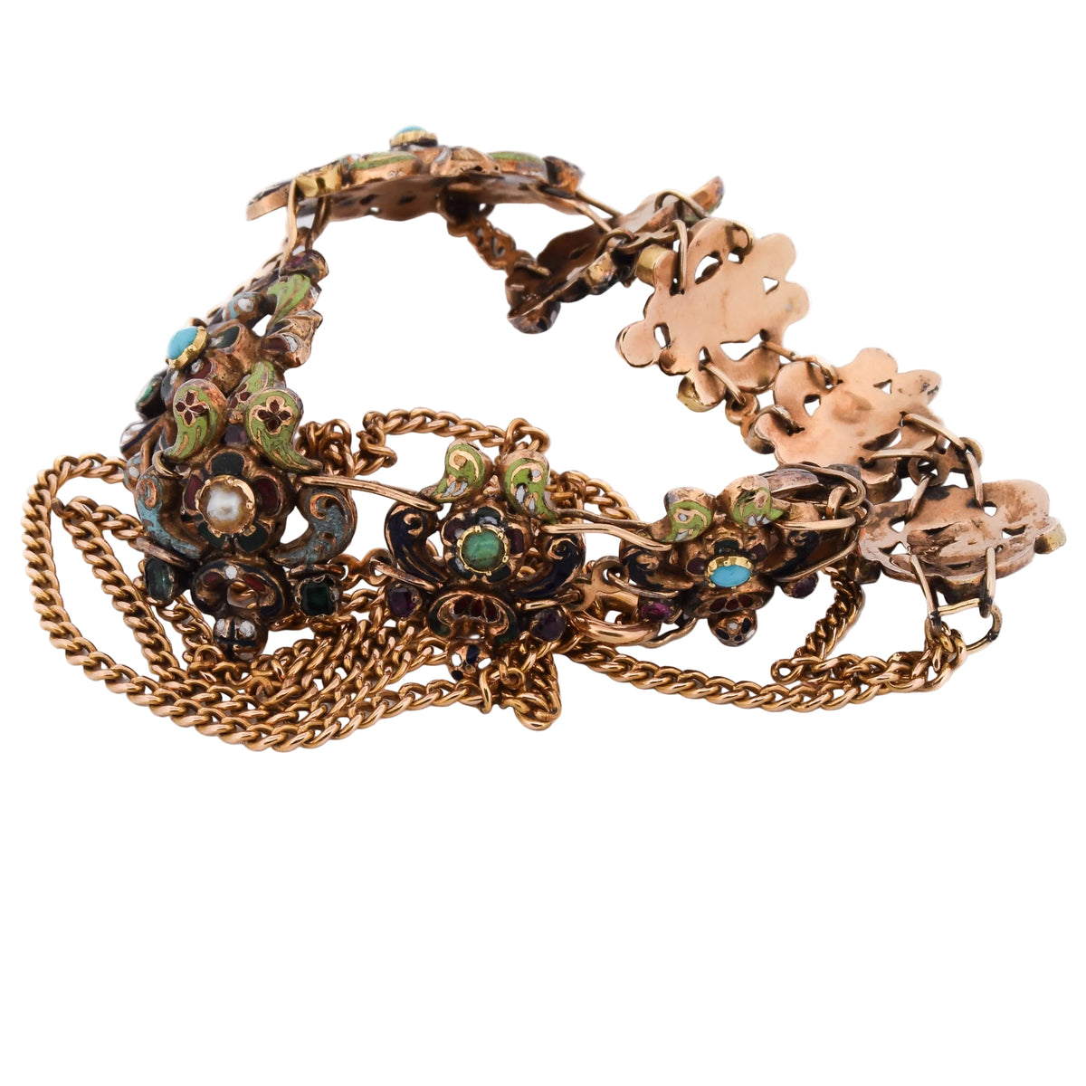 Yellow gold and enamel necklace