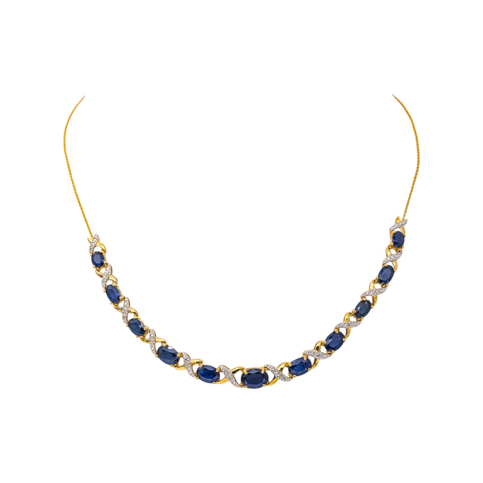 Yellow gold Sapphire Necklace
