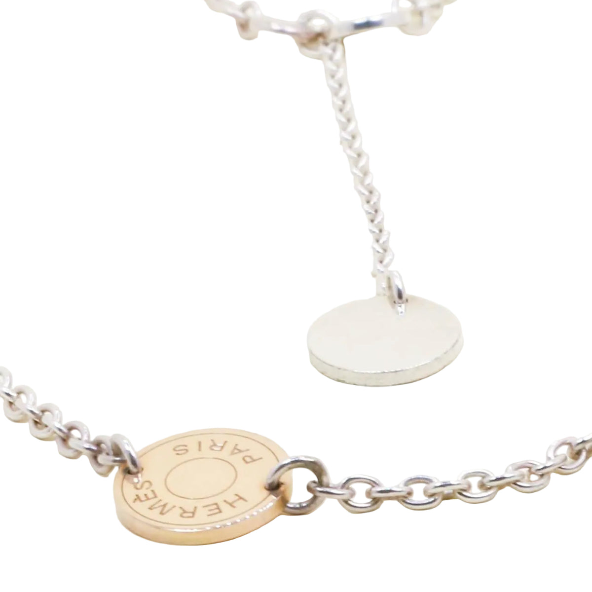 HERMÈS "Ex"Libris" Long Necklace in silver, rose gold, and silver