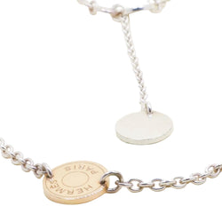 HERMÈS "Ex"Libris" Long Necklace in silver, rose gold, and silver