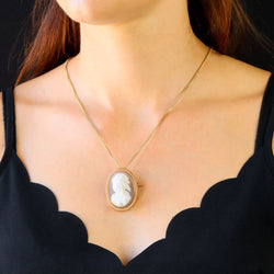 Rose Gold Brooch Pendant with Cameo and Agate