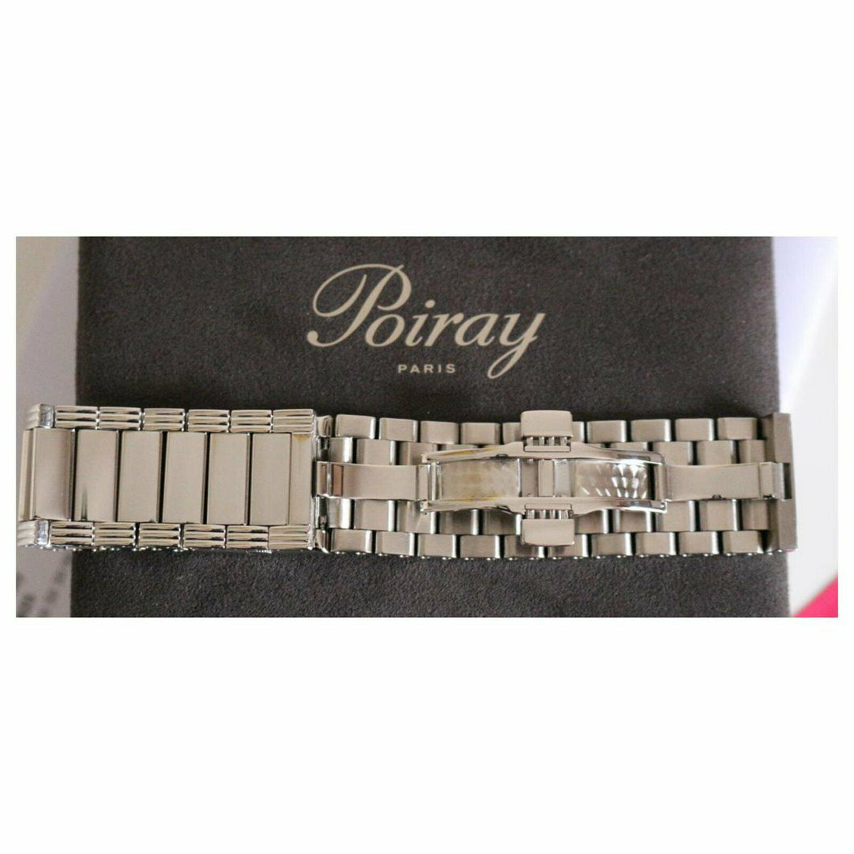POIRAY "Ma Première Cuff Bracelet" watch in stainless steel, Mother-of-pearl, Quartz, and Diamonds