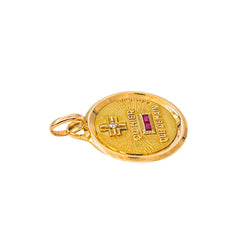Augis "Medal of Love" Pendant, Yellow gold with Ruby