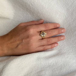Marquise Ring in White gold, Yellow gold, Sapphires, and Diamonds