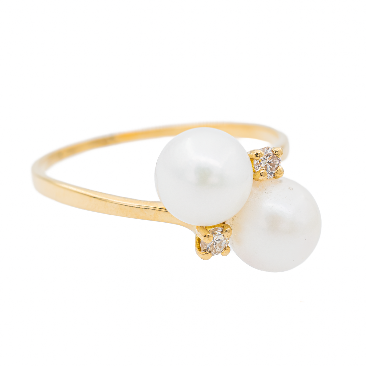 "Toi & Moi" Yellow Gold Pearl Ring