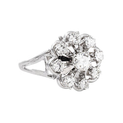 White Gold Daisy Ring with Diamond