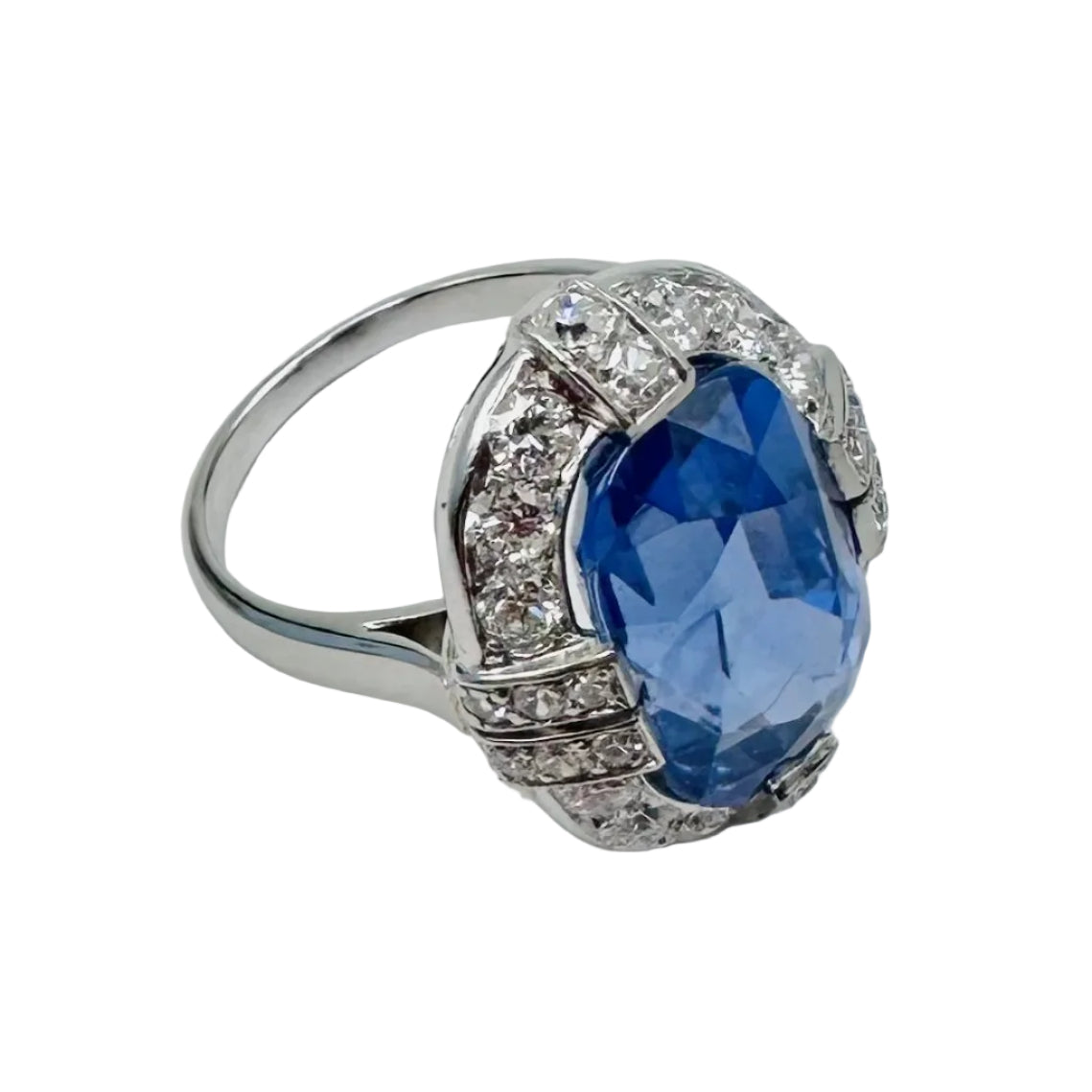 Entourage Ring in Platinum, Sapphire, and Diamonds