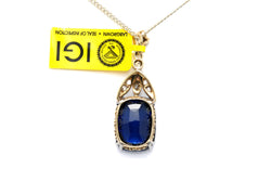 Pendentif en or blanc, or jaune, saphir et diamants