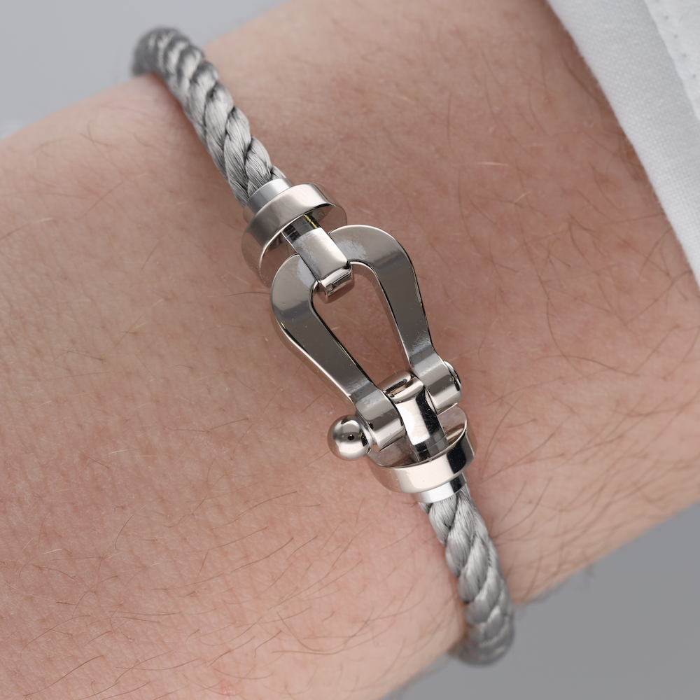 FRED "Force 10" GM Bracelet in White gold and Steel