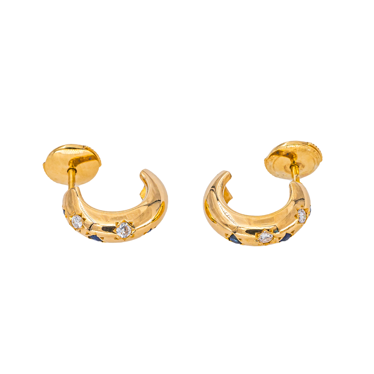 Hoop earrings Yellow gold Sapphire