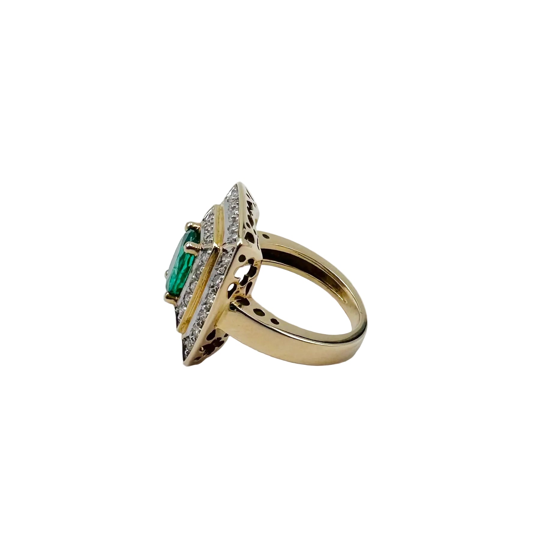 Yellow gold, emerald and diamond Entourage Ring