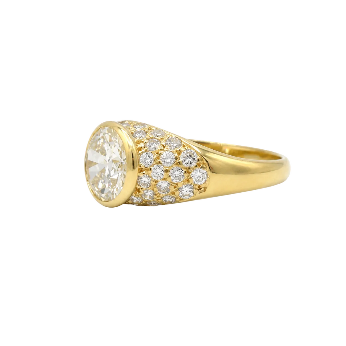 Yellow Gold and Diamond Bangle Ring