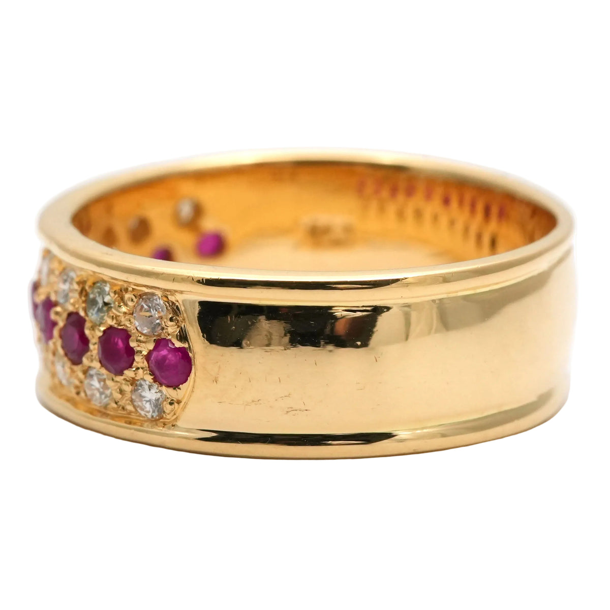 Band Ring in Yellow Gold, Rubies, and Diamonds