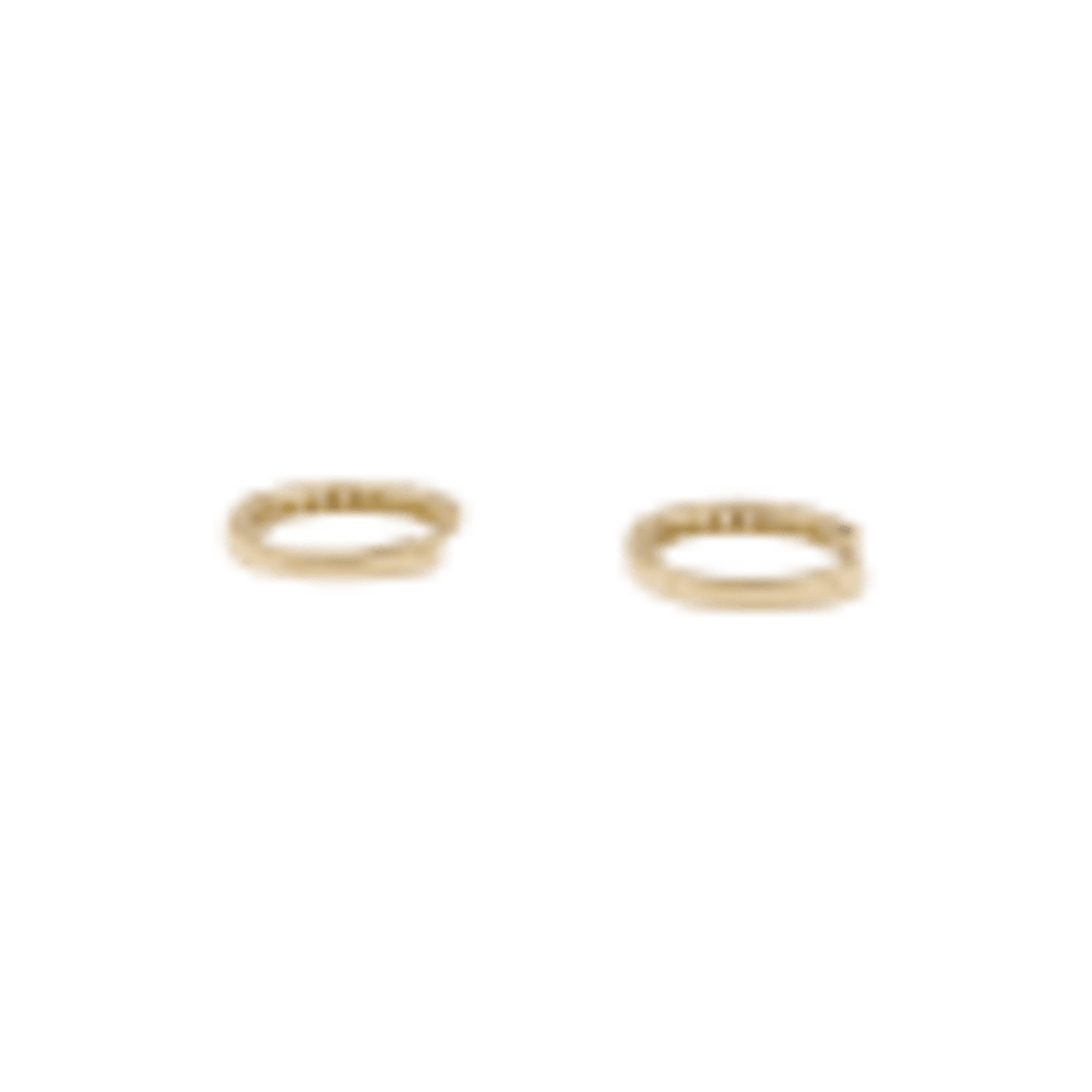 Pair of small creoles in yellow gold, diamonds.