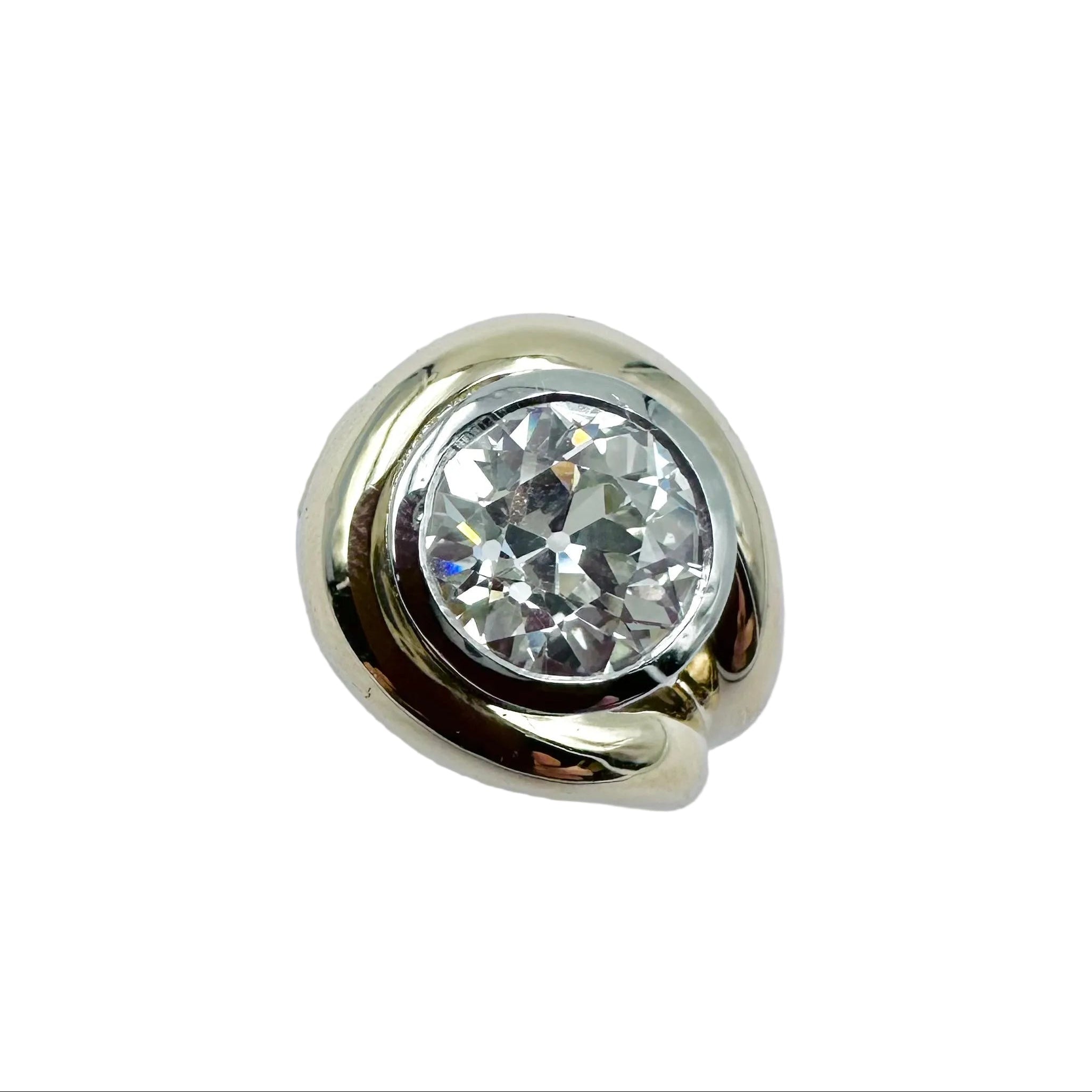 Yellow gold, Platinum and Diamond Solitaire Ring