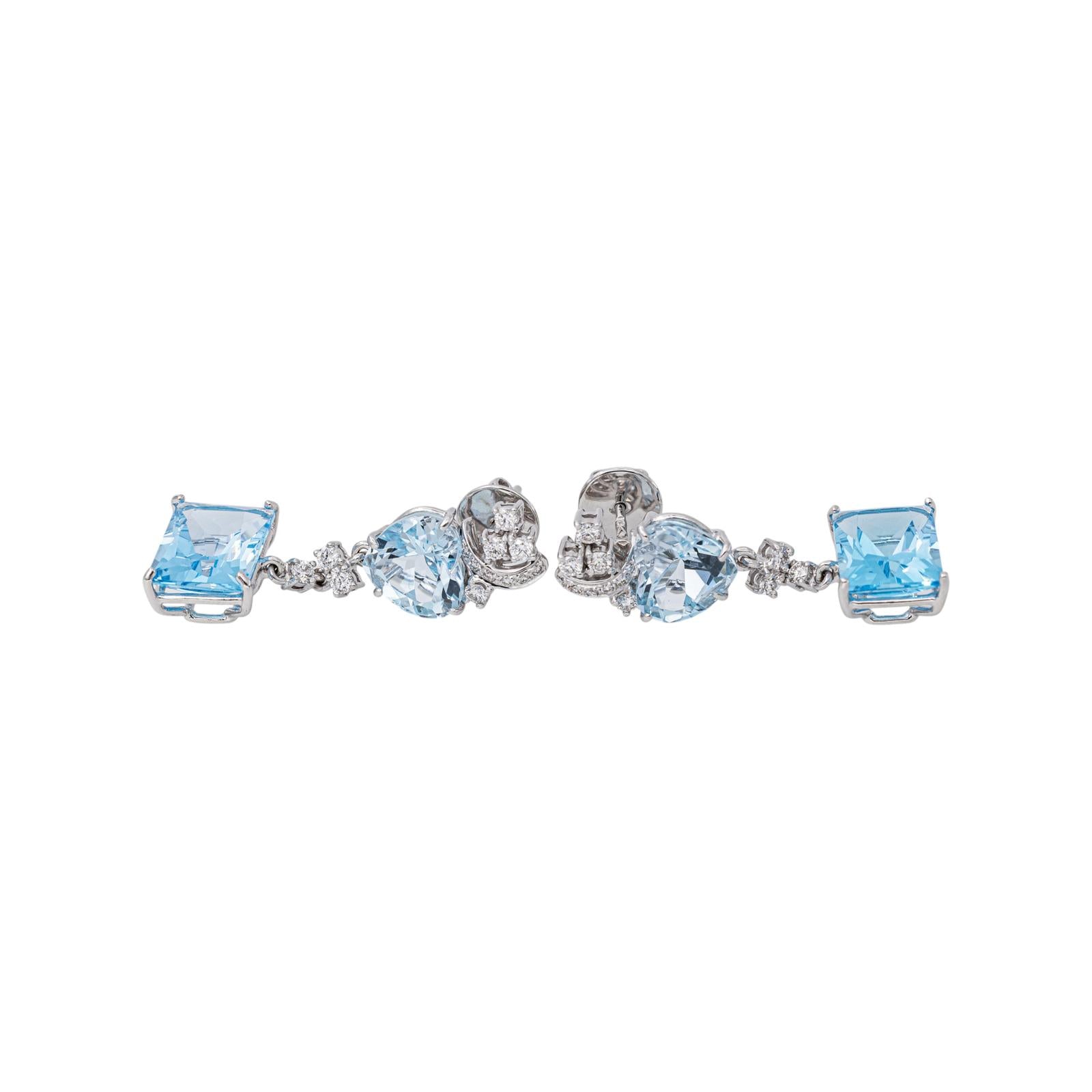 Boucles d'oreilles Or blanc Topaze