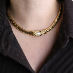 GAY FRÈRES Link Necklace in Yellow Gold and Diamonds