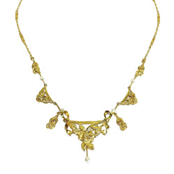 Champagne Gold and Pearl Drapery Necklace