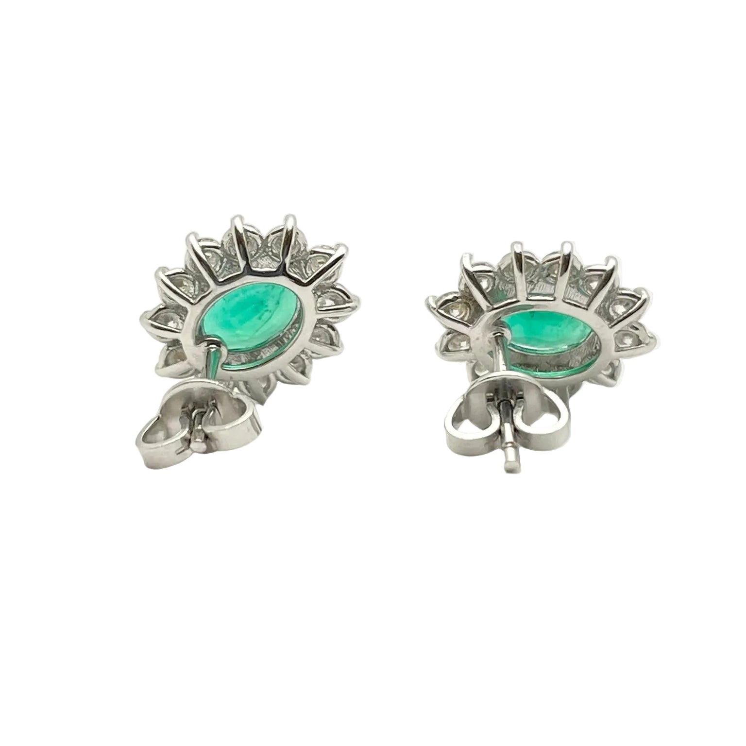 White Gold Earrings with Emeralds and Diamonds