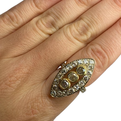 18K Yellow gold Marquise Ring with Diamonds (Size 52)