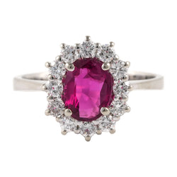 Entourage Ring in white gold, rubies, and diamonds