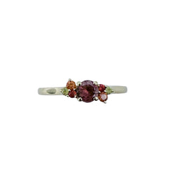 GEMMYO "Baby Everbloom Camaïeux" Ring in yellow gold, with peach-colored Tourmaline and yellow and orange yellow sapphires