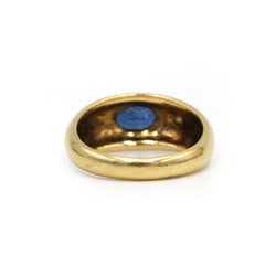 Yellow gold bangle ring with diamonds and sapphires