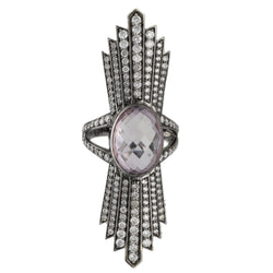 Cocktail Ring in White Gold, Amethyst, and Diamonds