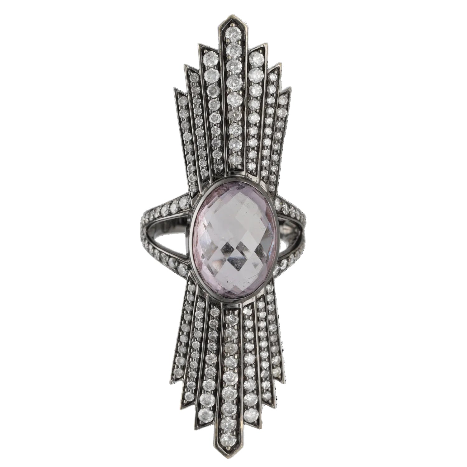 Cocktail Ring in White Gold, Amethyst, and Diamonds