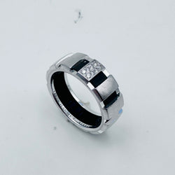 CHAUMET "Class One" Bandeau Ring in white gold, diamonds, and rubber
