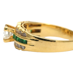 Band Ring in Yellow Gold, Emeralds, and Diamonds