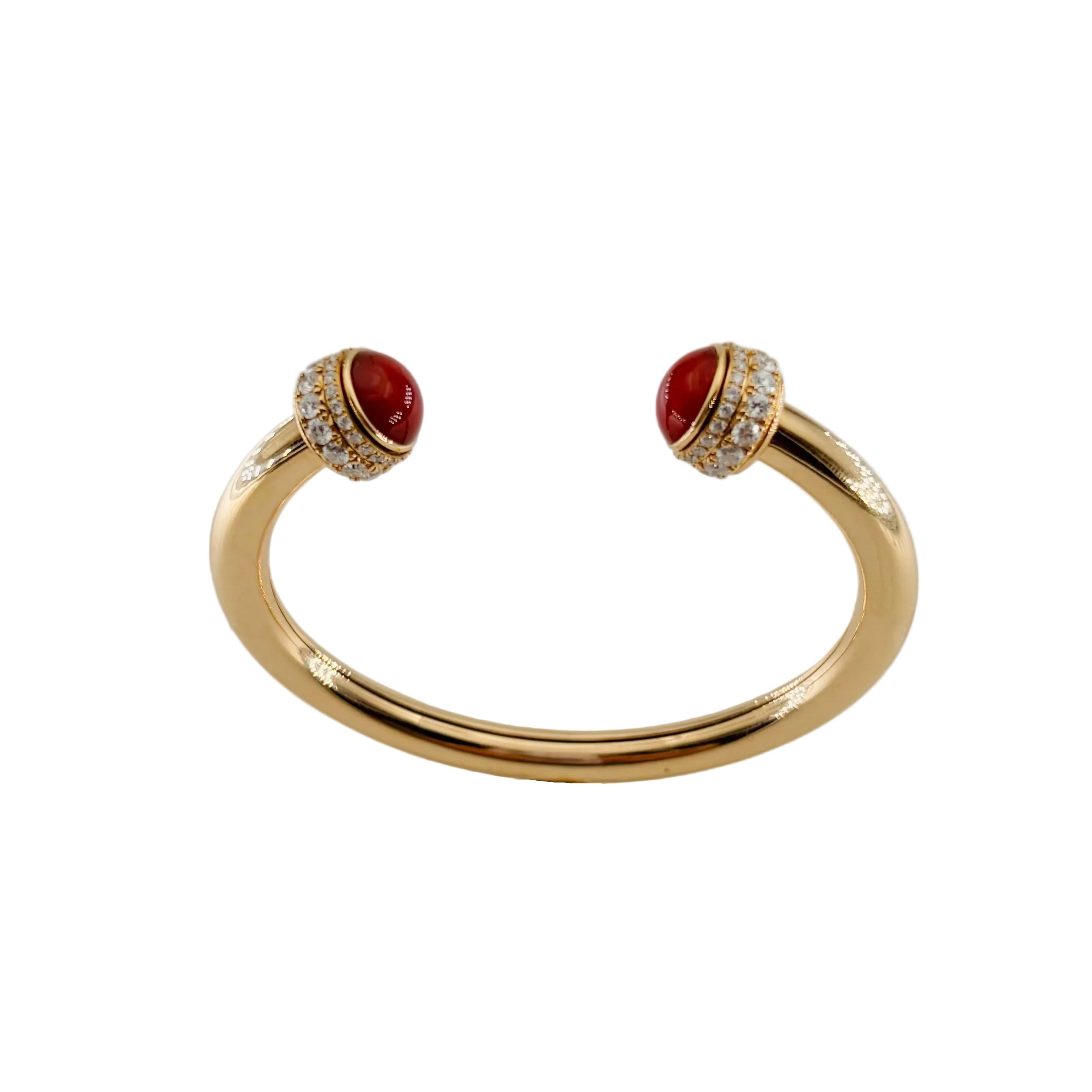 PIAGET "Possession" Bangle in rose gold, carnelian, and diamonds