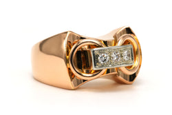 Yellow Gold and Diamond Tank Ring