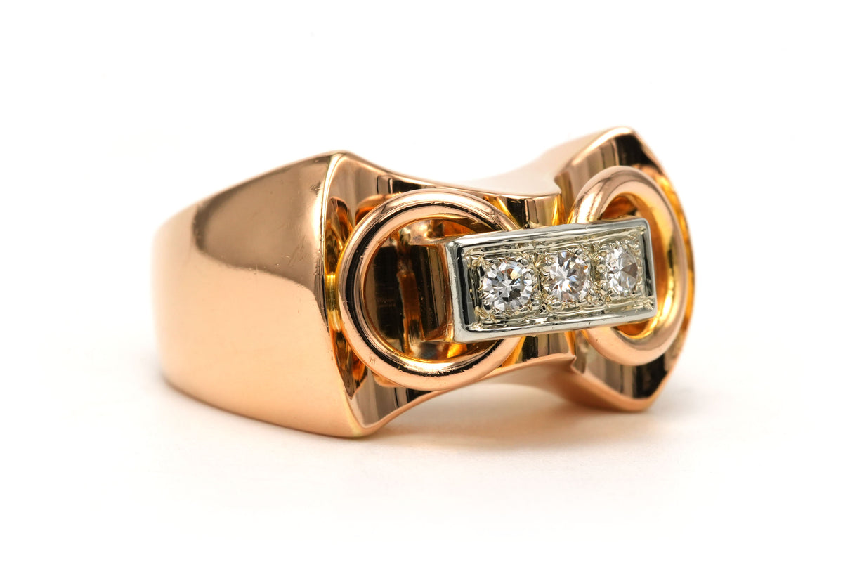 Yellow Gold and Diamond Tank Ring