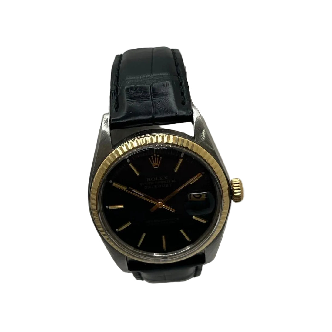 Watch ROLEX "DateJust 36" in steel, yellow gold and leather