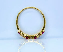 Yellow Gold Wedding Band with Rubies and Diamonds